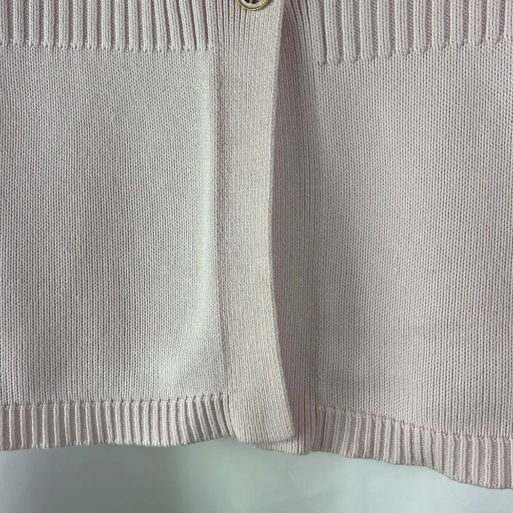 Adrienne Vittadini short sleeve cardigan single button front closure Sz PS Pink